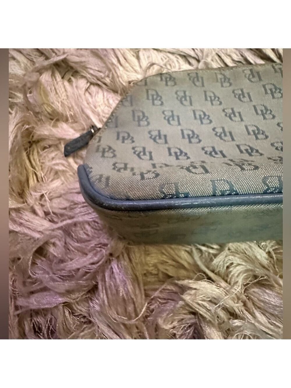 Vintage Dooney & Bourke Blue Monogram leather trim a Handbag - Picture 8 of 11